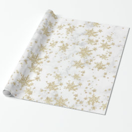 Papel De Presente Dourado Flocos de Neve Papel Branco de Molho de Má