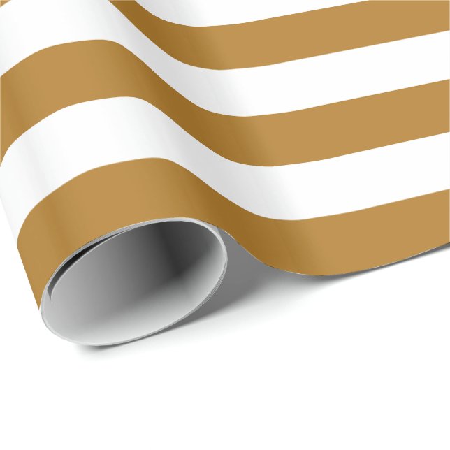 Papel De Presente Dourado Fosco e Listra Branca (Ponta do rolo)