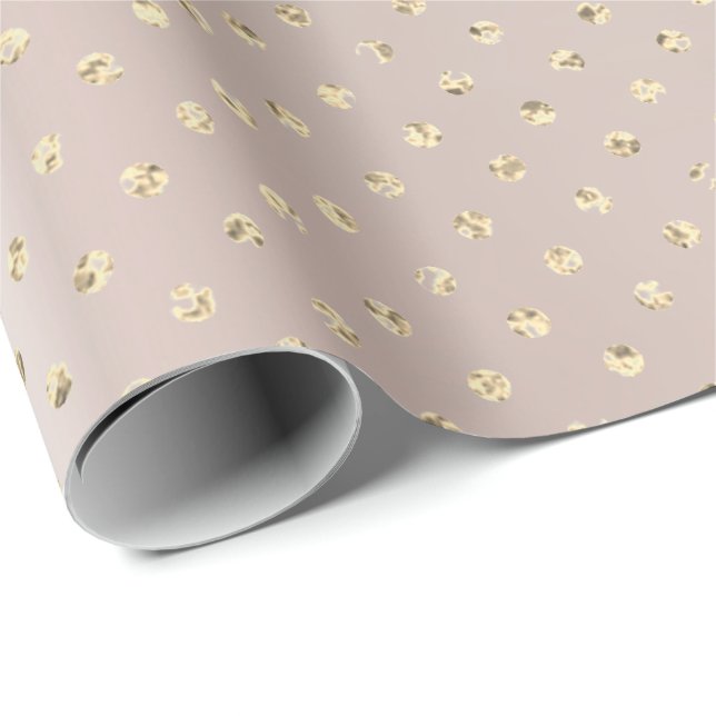 Papel De Presente Dourado Foxier Confetti Pequeno Bolinhas Blush (Ponta do rolo)