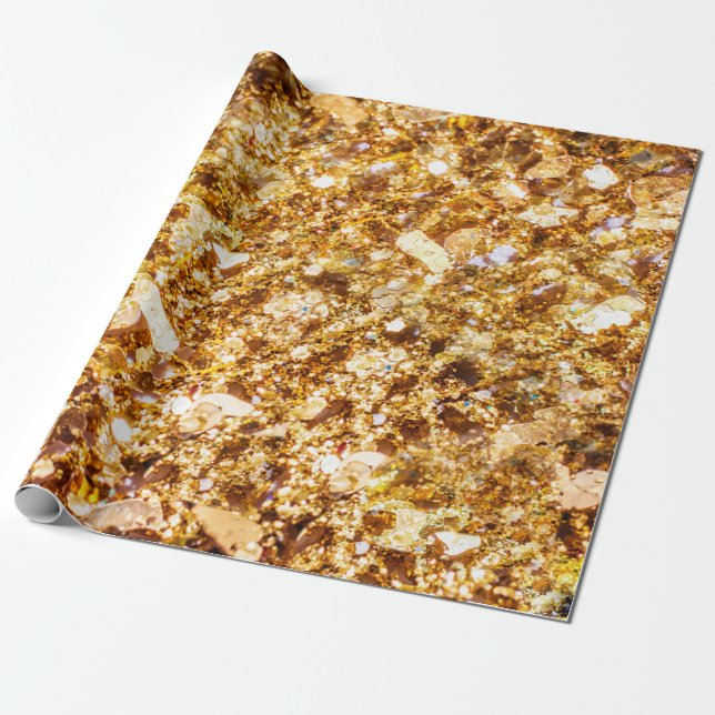 Papel De Presente Dourado fundo de brilho (Desenrolado)