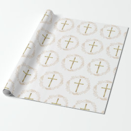 Papel De Presente Dourado Garland ChristianCross Wrappaper