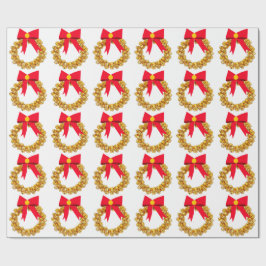 Papel De Presente Dourado Jingle Bells Wreath White Wrappaper