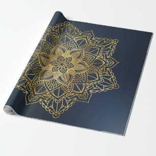 Papel De Presente Dourado Mandala
