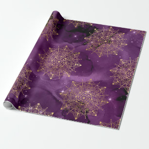 Papel De Presente Dourado Mandala no Purple Sky