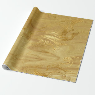 Papel De Presente Dourado Marble Molten Glam Shiny