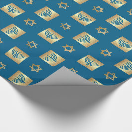 Papel De Presente Dourado Menorah e estrela de David: Feriados Judeu