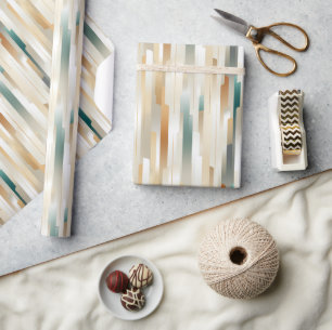 Papel De Presente Dourado metálico, Prata e Rosa Dourada Stripes Des