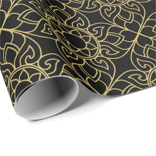 Papel De Presente Dourado Motif da Tailândia (Ponta do rolo)