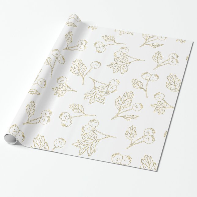 Papel De Presente Dourado Natal das Berries (Desenrolado)