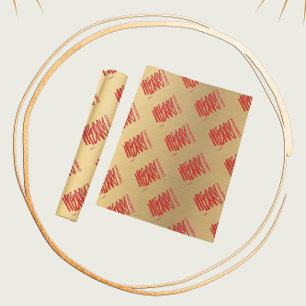 Papel De Presente Dourado Natal Elegante Vermelho Moderno