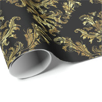 Dourado nos damascos florais de vintagem negra