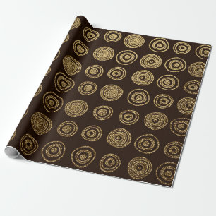 Papel De Presente Dourado Ouro, desenho manual com círculos. Abst