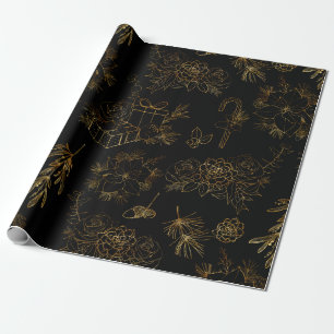 Papel De Presente Dourado padrão de Natal