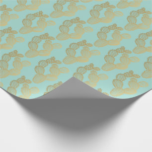 Papel De Presente Dourado padrão de porta de cactus picante