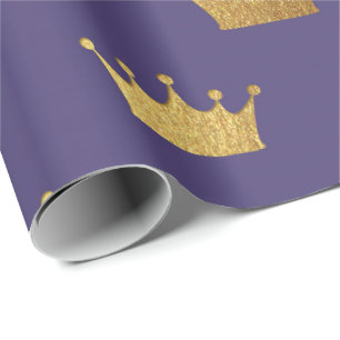 Papel De Presente Dourado Príncipe Herádico da Coroa Rei Roxo