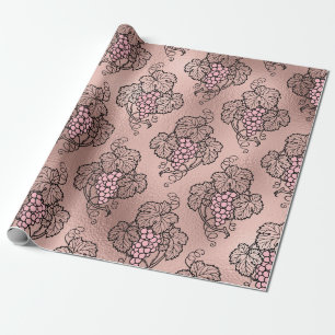 Papel De Presente Dourado Rosa e Beijo Francês tema de vinho