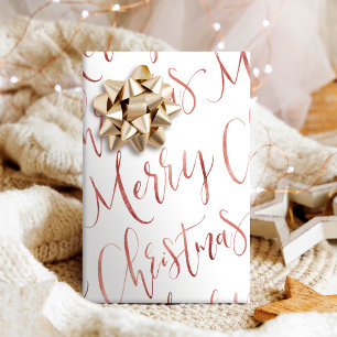 Papel De Presente Dourado Rosa Feliz Natal Caligrafia Feriado