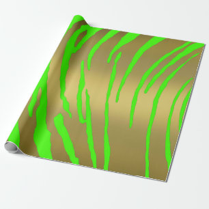 Papel De Presente Dourado Tigre Verde