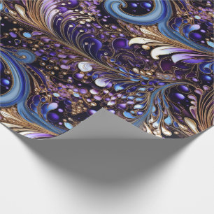 Papel De Presente Dourado/Violet/Paisley