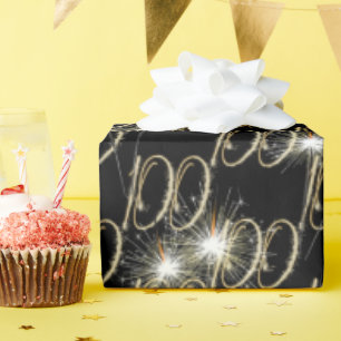 Papel De Presente Dourados Sparklers para o centésimo aniversário 