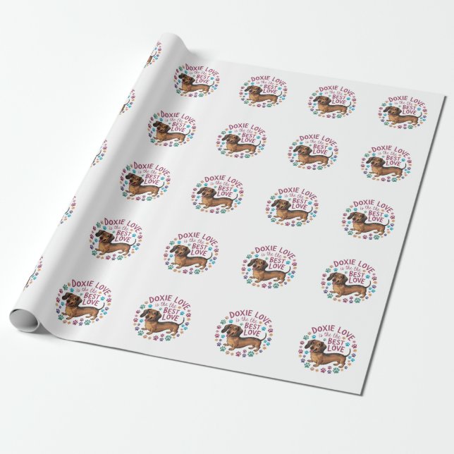 Papel De Presente Doxie Love É O Melhor Amor (Desenrolado)
