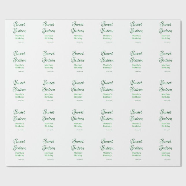 Papel De Presente Doze Anos nome data caligrafia boho ret (Aberto)