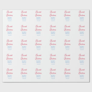 Papel De Presente Doze Anos rosa nome data caligrafia boho azul