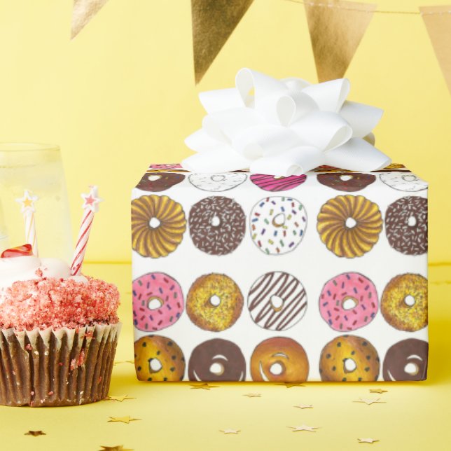 Papel De Presente Doze Rosquinhas Doughnut Breakfast - Comida Foodie (Festa de aniversário)