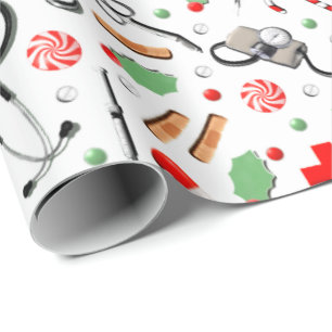 Papel De Presente Dr ou enfermeira Natal Feriado Molhando Pa