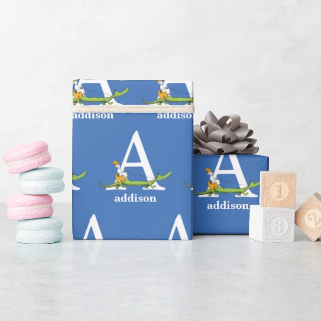 Papel De Presente Dr. Seuss ABC: Carta A - Branco | Adicione seu nom (Chá de bebê)