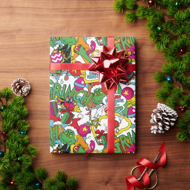Papel De Presente Dr. Seuss | Grinch Padrão Colorido (Presente de Natal)