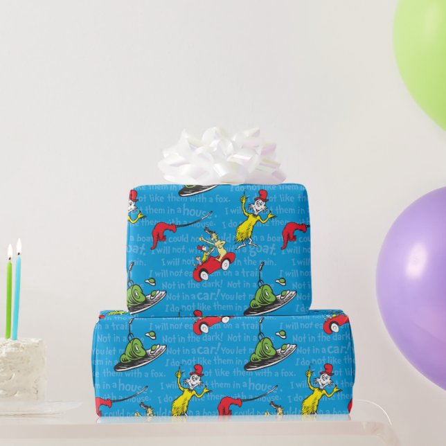 Papel De Presente Dr. Seuss | Livro de Histórias de Ovos Verdes e Pr (Presentes para festas)