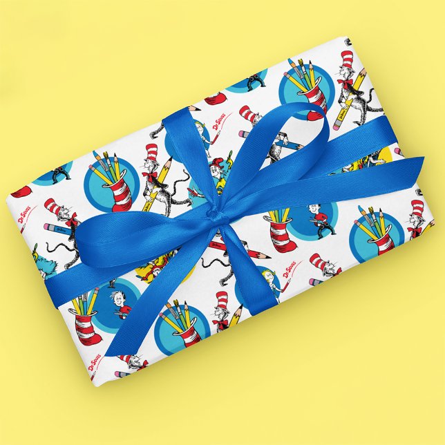 Papel De Presente Dr. Seuss | Personagens Com Lápis Padrão (Wrapped gift)