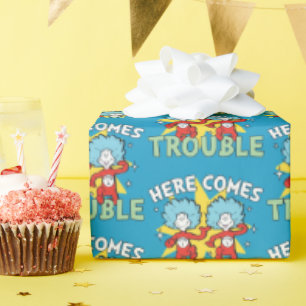 Papel De Presente Dr. Seuss Uma Coisa Duas Aqui Vem Problemas