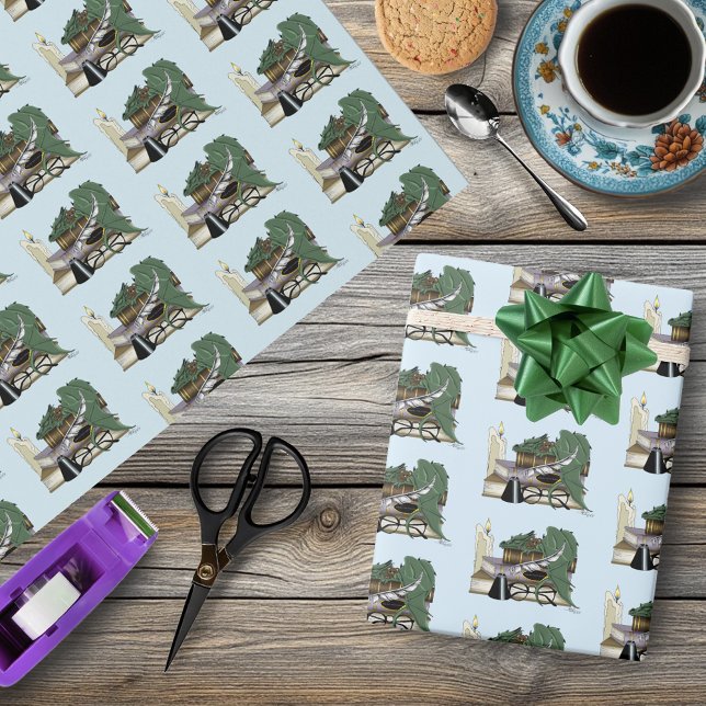 Papel De Presente Dragão Adormecido Caprichoso Verde Aconchegante Am (Criador carregado)