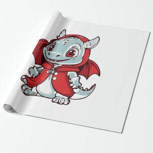 Papel De Presente Dragão Albino em Vermelho