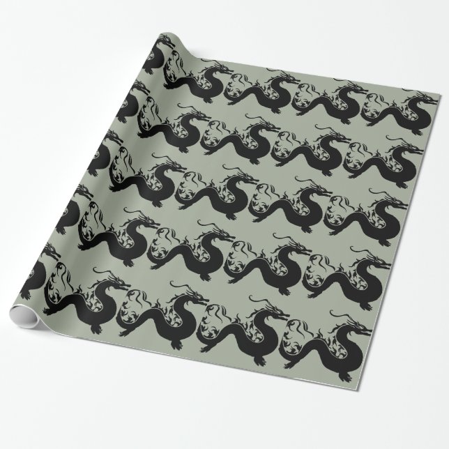 Papel De Presente Dragão Asiático (Desenrolado)