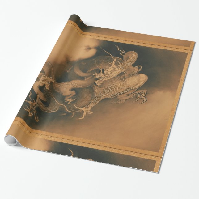 Papel De Presente Dragão do japonês do vintage (Desenrolado)