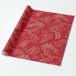 Papel De Presente Dragão Dourado