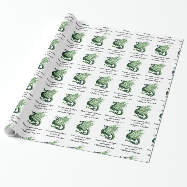 Papel De Presente Dragão e Sua Fúria Shakespeare King Lear Cartoon (Desenrolado)