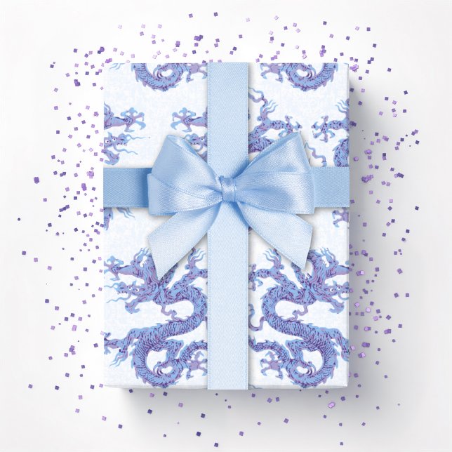 Papel De Presente Dragão Giratório em Azul e Roxo (Criador carregado)