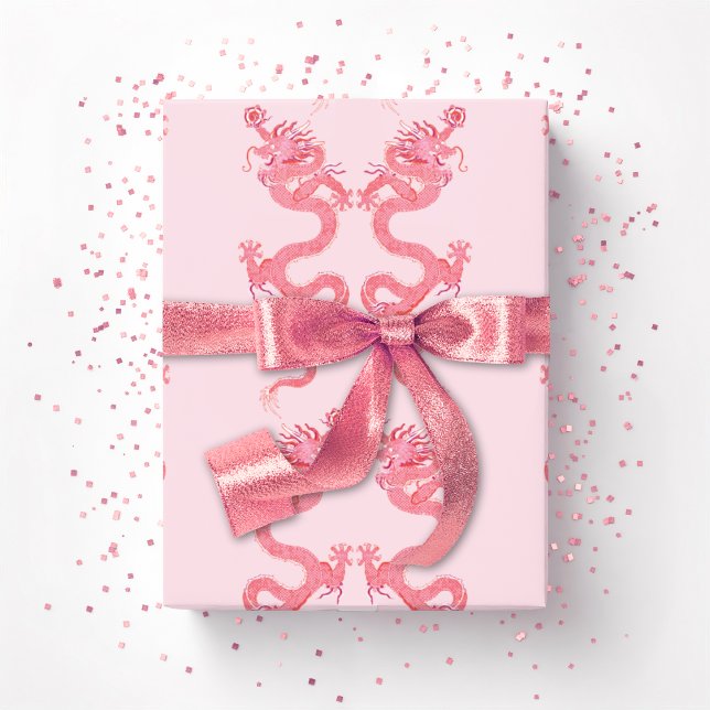 Papel De Presente Dragão Imperial em Rosa (Criador carregado)