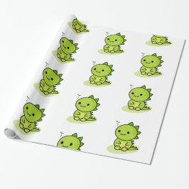 Papel De Presente Dragão verde-bebê Chibi