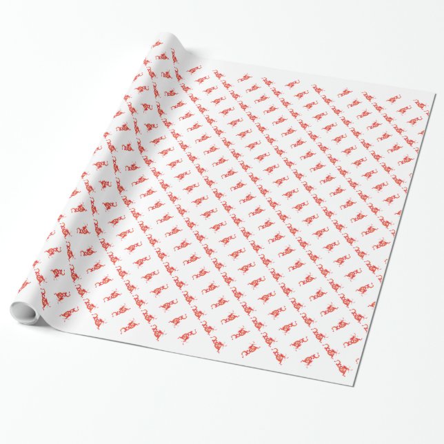 Papel De Presente Dragão Vermelho/Ano Novo Chinês (Desenrolado)