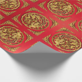 Papel De Presente Dragão Vermelho Dourado Fênix Favor de Casamento C