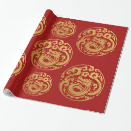 Papel De Presente Dragão vermelho e ouro, Ano novo chinês