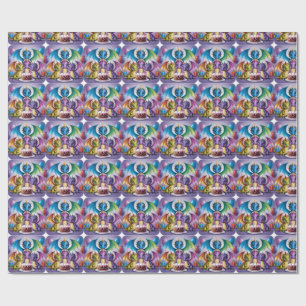 Papel De Presente Dragões Arco-Íris Adoráveis
