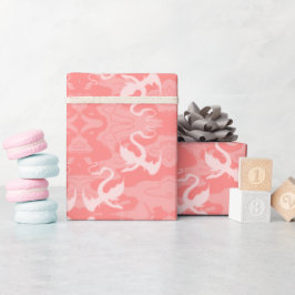 Papel De Presente Dragões Marinhos Rosa