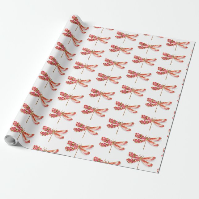Papel De Presente Dragonfly com joalheria sakura (Desenrolado)