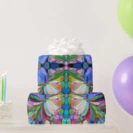 Papel De Presente Dragonfly Garden Abstrato Floral